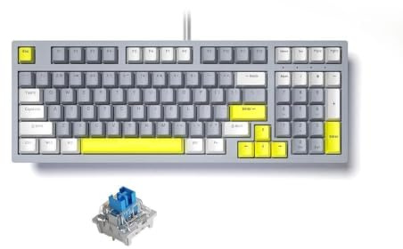HUIOP K97 RGB Mechanical Keyboard 97-key Gaming Keyboard Blue Switches Durable and Compact Design Full-Key Anti-Ghost 18 Lighting Modes Ergonomic Design for Windows Mac