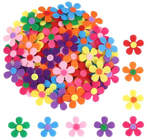 JSMTKJ 200 Stück Filz Blumen, Deko Blumen, Filz Blumen Stoff, Farbe zufällig für DIY, Handwerk für Kinder ideal