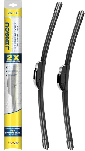 JINGOU 26 + 16 Front Windshield Wiper Blades Compatible with 2009-2018 Toyota Corolla/2013-2021 Toyota RAV4 OEM QUALITY Premium All-Season Automotive Replacement Wipers (Pack of 2)