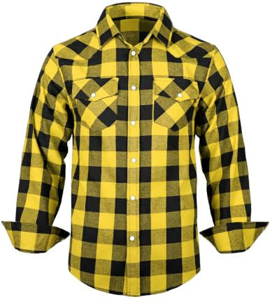 TARAINYA Chemise Flanelle Homme Carreaux Longues M-3XL | Coupe Classique;Col Boutonné;Boutons en Perle;Style Western;2 Poches Poitrine à Rabat;Automne et Hiver;Bûcheron