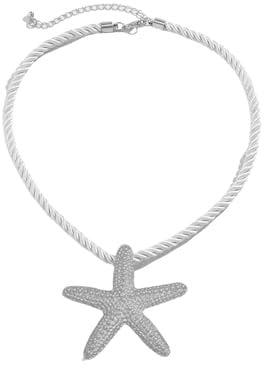 GAUEIOUR Beach Starfish Pendant, Ocean Style Beach Party Accessory, Summer Bohemian Woven Rope Jewelry, Ocean Themed Surfer Gift (Silver)