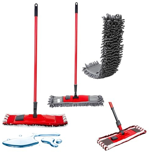 Bathroom & Kitchen Microfibre Flat & Noodle Head Floor Mops | For Cleaning Hard Floors
