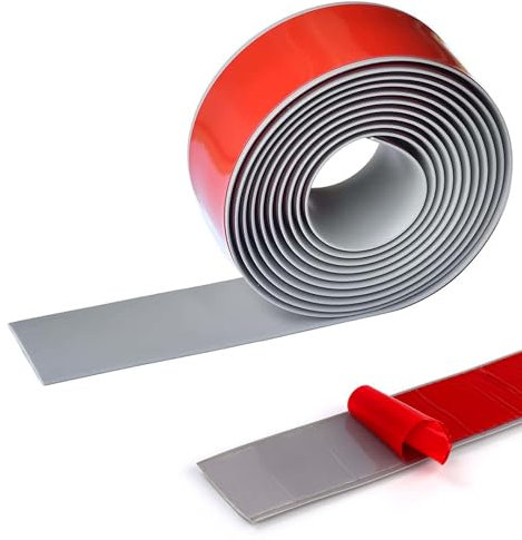 Zevmi PVC Übergangsprofil Selbstklebend: 3m x 5cm, Wasserdicht, Türschwellenleiste, Abdeckleiste für Böden (Grau)