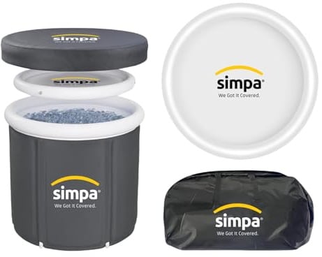 simpa Large Grey 330L Ice Bath Tub Cold Water Therapy Ice Plunge Recovery Pod with Lid & All-Weather Cover. Suitable for Athletes & Well Being Treatments.