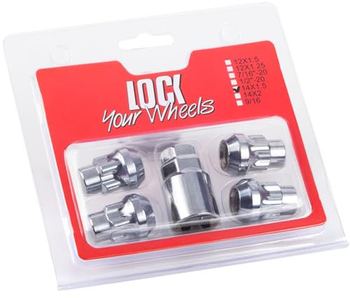 GAsupply 4+1 M14 x 1.5 Locking Wheel Nuts with Locking Key, Compatible with Chrysler 300C, Ford S Max, Galaxy & More (Chrome)