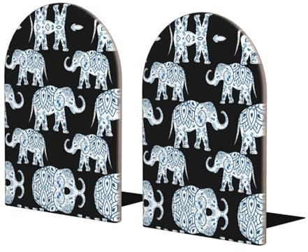 1 paire de serre-livres en bois en forme d'éléphant, serre-livres pour étagères, serre-livres robustes pour bureau, maison