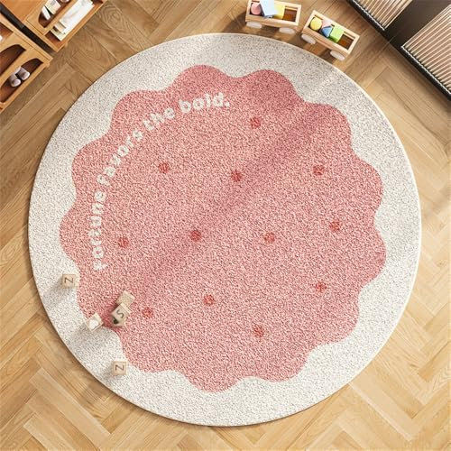 YATOLA Rotondo Tappeto per Bambini Gioco Cameretta Bambina Antiscivolo Lavabile Moderno Tappeti Peluche Shaggy Verde Rosa Tappeto per Soggiorno Camera da Letto Decorazioni per Casa (Rosa, 120x120cm)