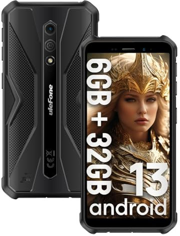 Ulefone Armor X12 Rugged Smartphone, 6GB RAM + 32GB ROM Android 13 Cellulare Antiurto, 13MP Fotocamera con 5.45 Schermo Smartphone Indistruttibile, 4860mAh Batteria, 4G Dual SIM/NFC//IP69K- Nero
