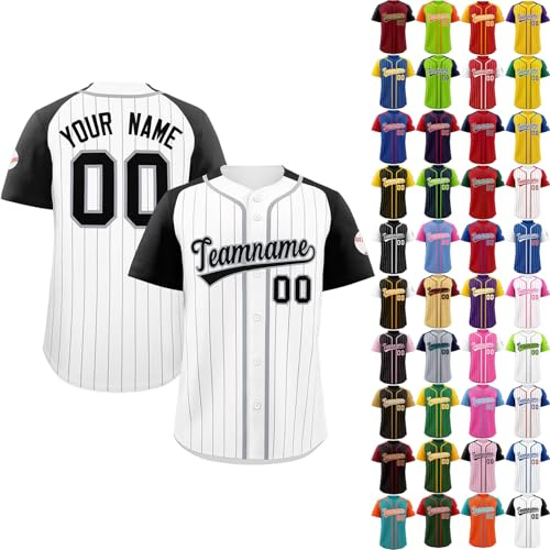 Baseball Trikot Herren Personalisierte Baseball Trikots mit Name&Nummer Individuelle Baseball Shirt Damen Baseball T-Shirts für Männer Frauen Kinder