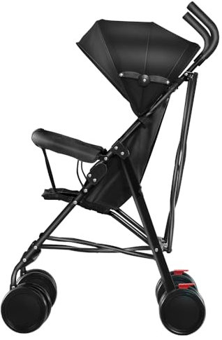 Poussette 3 en 1, Poussette Canne, Trio, Poussette Bebe, Landau Bébé, Accessoires, Adaptateurs Universels, Grandes Roues, 25kg, panier spacieux-D-noir