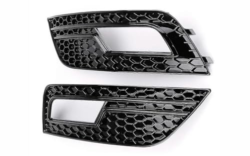 Mptuned Auto Nebelscheinwerfer Abdeckung für Audi A4 S4 B8.5 2012-2016,Kühlergrill Abdeckung glänzend schwarz Lampe Rahmen Frontstoßstange Gitter Blende Zubehör