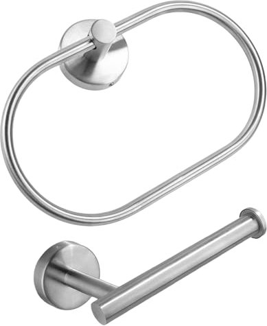 Bathroom Towel Holder Wall Mounted - Hand Towel Holder + Toilet Roll Holder 2 Set 09-0207