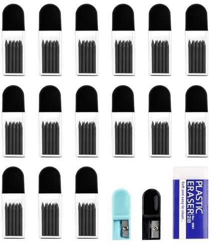 Zirkelersatzminen, 150PCS 2mm 2B Zirkelminen, Zirkel Ersatzminen Set, Zirkel Ersatzminen, 2 Anspitzer und 1 Radiergummi für Zeichnen Schreiben und Skizzieren, Mathematische Zeichnungserstellung