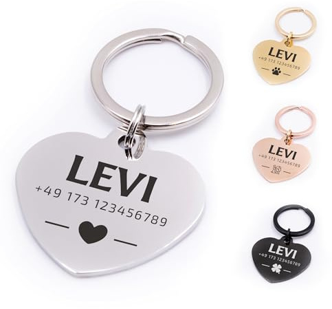 FELLSOCKE Hundemarke Herz aus Edelstahl – personalisiert & gravierbar, robust & rostfrei, in 3 Größen – Namensschild Anhänger für Hunde, Katzen & Pferde (Silberfarben, 30x27mm, Glänzend)