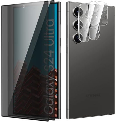 Verre Trempé Anti-Espion pour Samsung Galaxy S24 Ultra, Film Protection D'écran, Anti-Espion Film Protection Ecran, Anti-Rayures Protection D'écran, 2+2 Pièces
