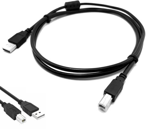 Cavo MIDI USB A a B, 2 m, per controller DJ, tastiere, sintetizzatori, compatibile con Pioneer, Native Instruments, Denon, Akai, HP, Epson, Brother, Samsung, Canon (nero)