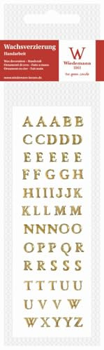 INNA-GLAS Kerzendeko Buchstaben JOSETTA für Kerzen, 61 Stück, gold, 8mm | Großbuchstaben, Handarbeit - Wachsverzierung