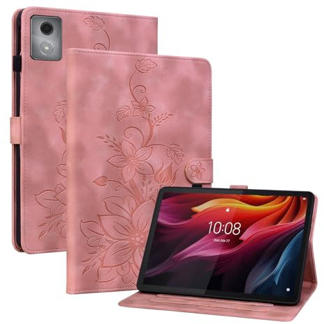 Rosbtib Custodia Cover per Lenovo Tab K11 Plus/M11 Plus 2024 11.45, Slim Fit Folio Pieghevole Cover Protettiva con Slot per schede Chiusura Magnetica, Gigli Rosa