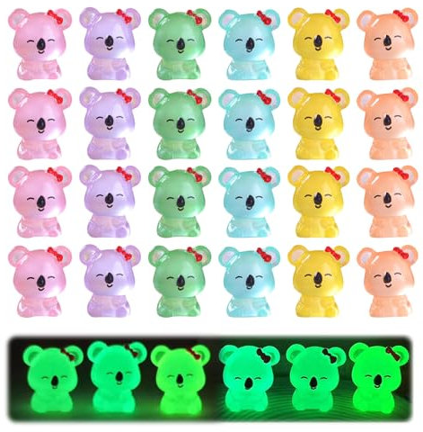 Kotkiddy 24 Stück Harz Koala Miniaturen Mini Tierfiguren Niedliche Koala Figur Feen Deko Tierornament für Heimdeko Gartenlandschaft Kuchen Dekoration DIY