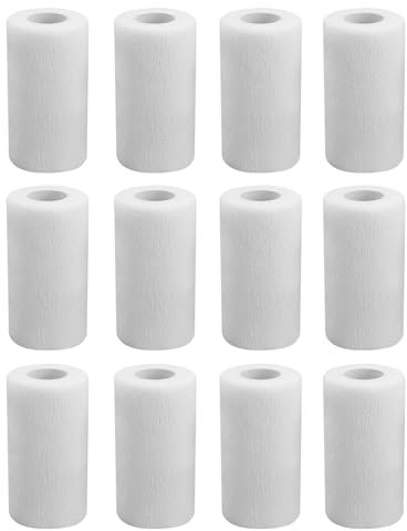 Zhufas Selbstklebender Verband, 12 Roll 10cm x 4,5m Pflaster Rolle Verbandsmaterial, Elastische Binde Bandage Fixierbinde Haftbandage Selbstklebend(Weiss)