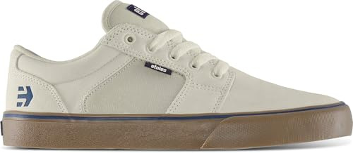 Etnies Barge LS – Classic Skate Look, Slim Vulcanized Silhoutte, Hefty Armored Collar, Reinforced Vulc - White/Navy - 44