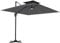 Outsunny 2.5m Cantilever Parasol with Solar Powered LED Lights, Double Top Square Overhanging Garden Parasol with 360° Rotation, Tilt Adjustment, Crank Handle, Dark Grey