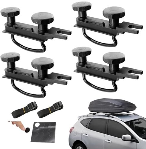 Vegena 4 PCS Universal Roof Box Car Van Mounting Fitting Kit, Roof Box U Bolts Clamps, Roof Box Mounting U Bracket, U Bolts Clamps Brackets with 8 Heavy Duty Lock Nuts, 85mm Internal Width