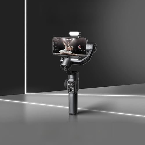 Qukaim Smooth 5 - Estabilizador de cardán de 3 ejes para smartphone, zoom Dolly, seguimiento inteligente, lapso de tiempo, control de gestos, trípode para grabación de video en vivo