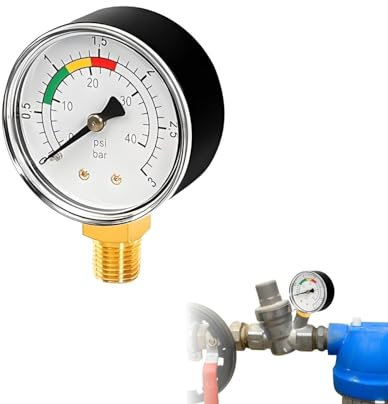 Manomètre de précision 0-3 Bar pour eau et gaz, raccord 1/4 BSPT, appareil de mesure de pression robuste pour piscine, étang à poissons et filtre à sable
