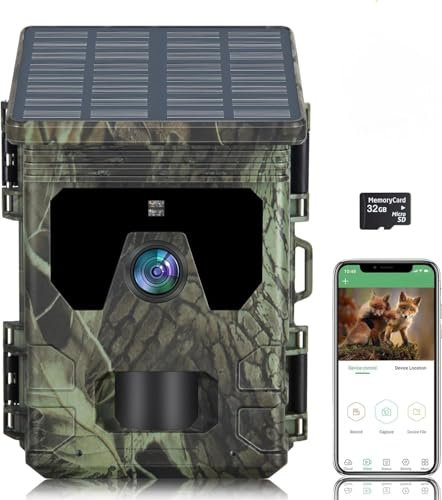 FunKind Caméra de Chasse Solaire 4G APP, Camera Chasse avec Carte SIM, 30 MP 2K Envoi de Photos, Vidéo en Direct, Piege Photographique avec Vision Nocturne, Détecteur de Mouvement, IP66