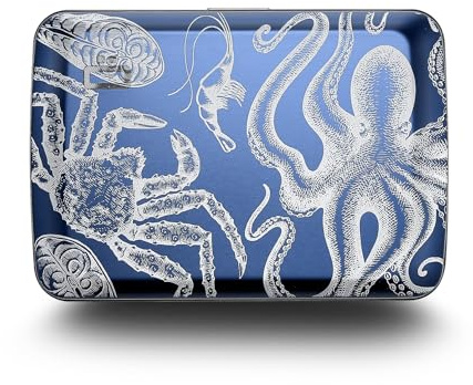 ÖGON -DESIGNS- Porte-Cartes en Aluminium avec Fermoir en métal, Protection RFID Contre la fraude et la démagnétisation, Portefeuille Compact, modèle Smart Case Oslo (Gravure Abyss)
