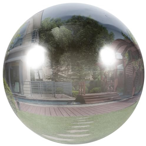 Abaodam Gartenspiegelkugel aus Edelstahl, Groß, Hohl, Hochglanzpoliert | Dekorative Silberkugel, Modern und Leicht, für Garten und Fotografie, 1 Stück