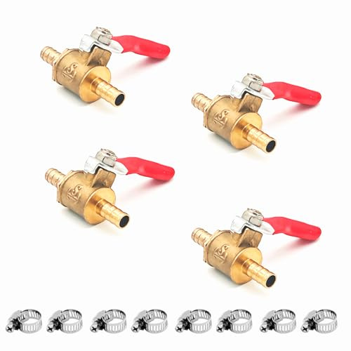 Valvola a sfera in ottone da 6 mm per impianti idraulici, valvola di intercettazione per acqua gas e olio, rubinetto carburante universale per moto scooter e veicoli a motore (6MM)