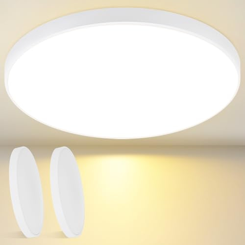 Laittiin Deckenlampe LED Deckenleuchte Badezimmer - 2ER 36W Dimmbar mit | Fernbedienung Schlafzimmerlampe 37CM Rund Flurlampe Decke IP44 Badlampe 3000K-6500K Wohnzimmerlampe für Flur Küche Bad
