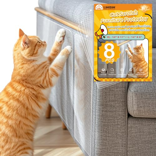 Kratzfolie Katze Selbstklebend, 8 Stück Kratzschutz Selbstklebend Tape Transparent – Katzen Kratzschutz für Sofa, Möbel, Tür und Wand, Anti Kratz Folie für Katzen, Sofaschutz und Couchschutz