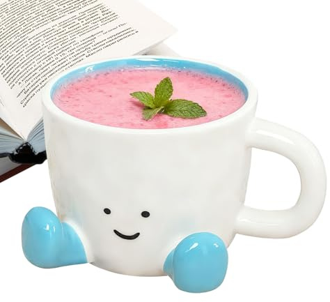 Cute Coffee Mug with Feet Cartoon Footprint Mug 11oz Novelty Ceramic Tea Cup, Funny Office Desk Cup for Women & Men, Gift for Wife, Mum, Friends, Holiday & Valentine’s Present