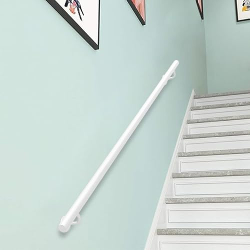 Pasamanos de escalera 1 2 3 4 5 6 metros, pasamanos industriales blancos para interiores y exteriores barandilla de seguridad antideslizante, barra de apoyo para tubo redondo(90cm)