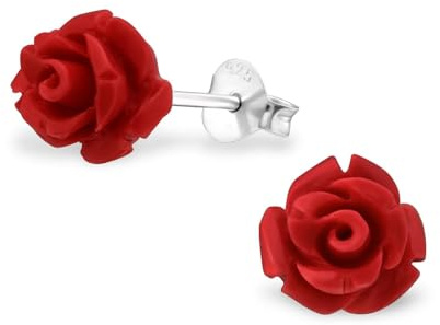 Monkimau Mädchen Ohrringe Rose Ohrstecker aus 925 Sterling Silver echt Silber mit Synthetischer Rosenblüte