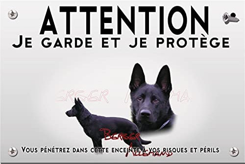 Pets-easy Panneau Attention au chien berger allemand noir