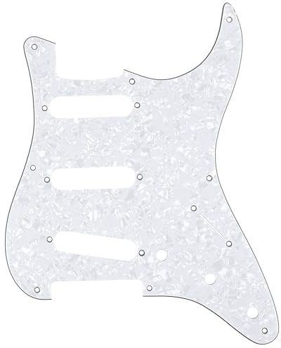 Musiclily Pro 8 Löcher 50s 57 Vintage SSS Strat Pickguard Gitarren Schlagbrett für American Stratocaster E-Gitarre,4 lagig White Pearl