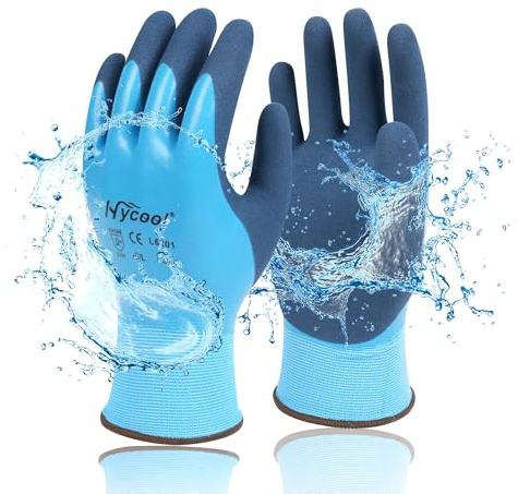 DS Safety Arbeitshandschuhe Herren und Damen - Wasserdichte Gartenhandschuhe mit Schaumlatex und Gummibeschichtung Handschuhe (3 Paar-Blau) Größe 10/ XL