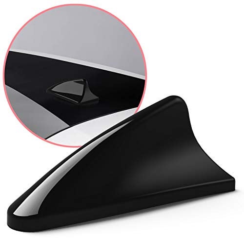 Navitec24 Auto Antenne FM + GPS + GSM inkl Verstärker mit DIN Stecker für Autodach Shark Design Antenne universal schwarz Hochglanz mit starkem Empfangssignal