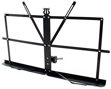 MUSIC STORE Tisch Notenständer, Ständer schwarz mit Notenklemmen, Neigung stufenlos verstellbar, Notenauflage 440 x 215 mm