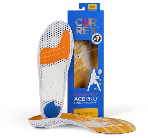 CURREX AcePro Einlegesohlen für Tennis- und Hallenschuhe - Optimal für Handball, Badminton und Volleyball (Med Profile) - EU 39,5-41,5 (M)