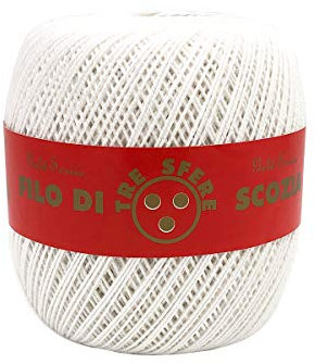 Filo di Scozia Tre Sfere N. 5 Cotone 100% Bianco 100 Grammi x 260 Metri