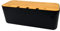 Kabelbox Steckdosenbox Kabelsammler Aufbewahrungsbox für Kabelführungs Ladekabel, ABS Kunststoff mit Belüftung, hölzerne Textur Organizer 36 x 13.5 x 13 cm (Schwarz L)