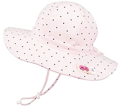 Foruhoo Mädchen Sonnenhüte UV Schutz, Verstellbarer Breite Krempe Sommermütze für Baby (54, Punkt Rosa)