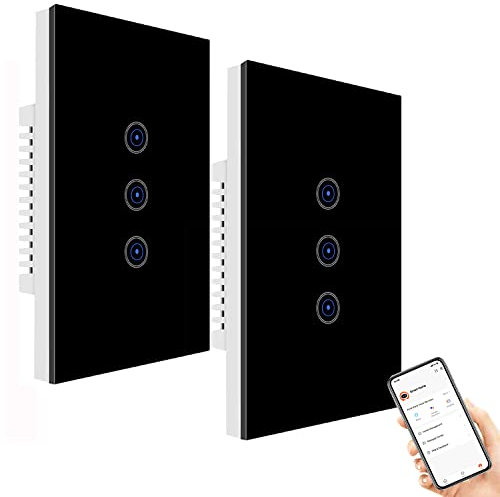 Interruttore Wifi Nero Jinvoo 3 via Interruttore Intelligente compatibile con Alexa Echo e Google Assistant, certificato CE ROHS