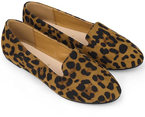 Allegra K Zapatos Planos de Ballet con Punta Redonda para Mujer Leopardo 37.5