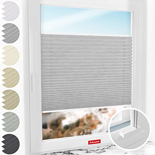 Schuette® Plissee mit Bohren zum Anschrauben ● Dolomite Kollektion: Storm Gray (Grau) ● 120x100cm (Breite x Höhe) ● Suprafix Faltrollo Befestigung ● Bequeme Rollo Montage inkl. Video